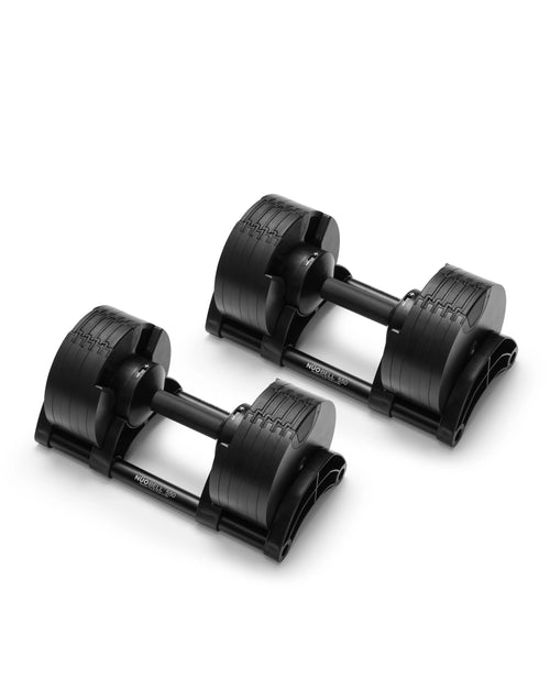 NÜOBELL 550 Black adjustable dumbbell, featuring a sleek matte finish and advanced weight adjustment for versatile, space-saving strength training at home.