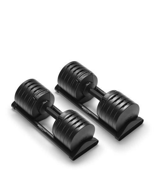 NÜOBELL S 5100 Black adjustable dumbbell with a sleek black finish, designed for efficient, space-saving home workouts and easy weight adjustments.
