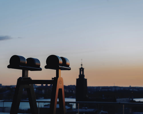 NÜOBELL S 560 Black adjustable dumbbell featuring a sleek matte finish, designed for efficient weight changes and powerful home strength training.
