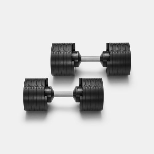 Adjustable dumbbell NÜOBELL 580 in silver design.