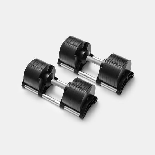 Adjustable dumbbell NÜOBELL 580 in silver design.