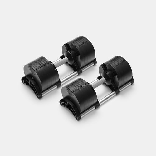 Adjustable dumbbell NÜOBELL 580 in silver design.