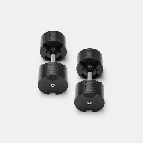 Adjustable dumbbell NÜOBELL 580 in silver design.