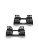NÜOBELL S 560 Black adjustable dumbbell featuring a sleek matte finish, designed for efficient weight changes and powerful home strength training.