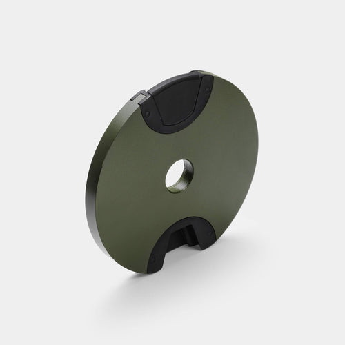 Green-colored NÜOBELL end weight plate for 550 and 580 models in LB.