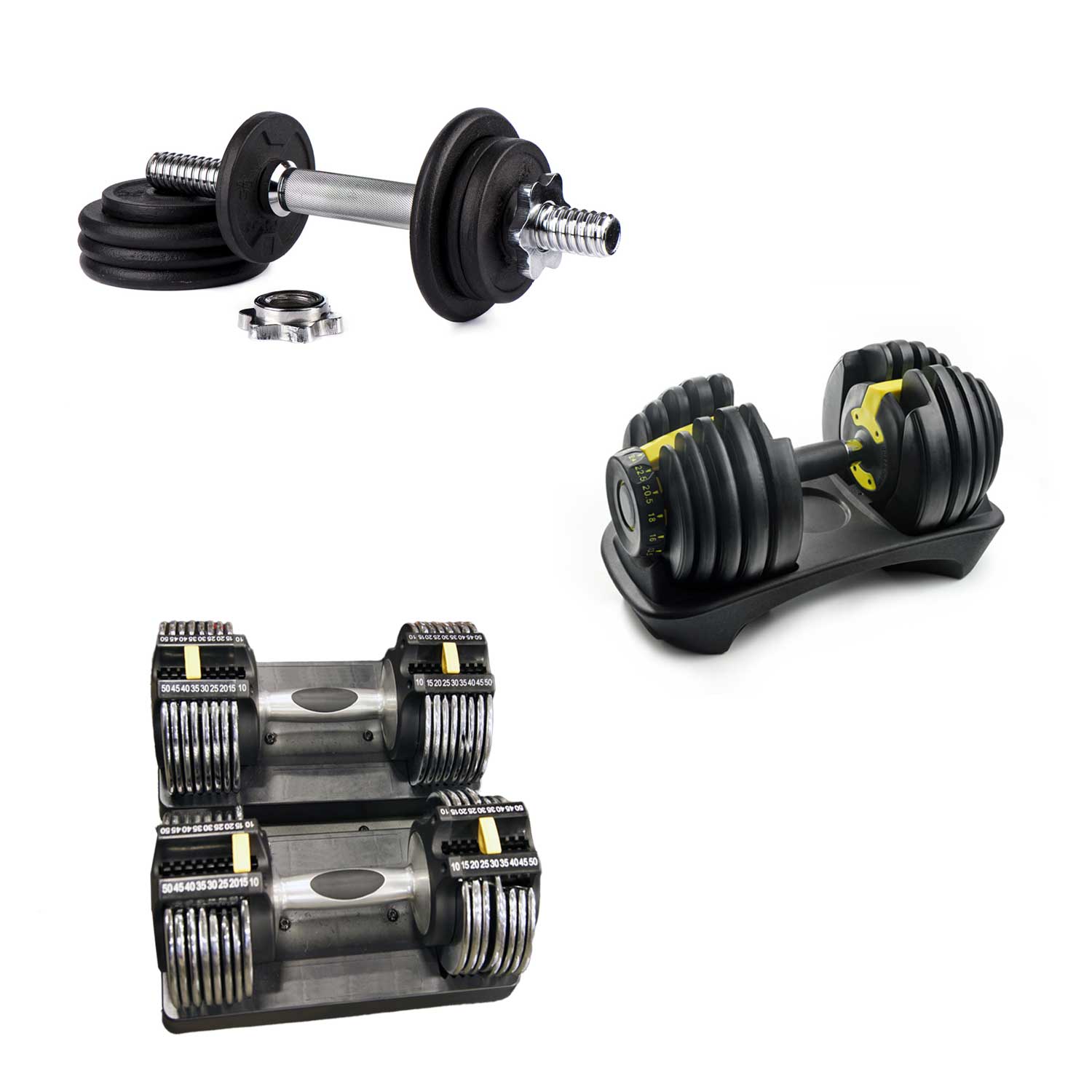 different types of adjustable dumbbells